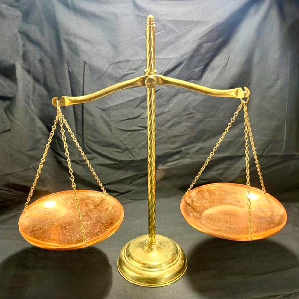 VINTAGE / ANTIQUE Brass & Copper Balance Scale, Scales of Justice Home Decor.